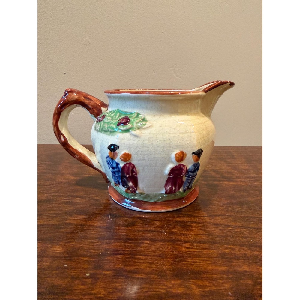 Japanese Vintage Earthenware Milk Pitcher Creamer Handpainted